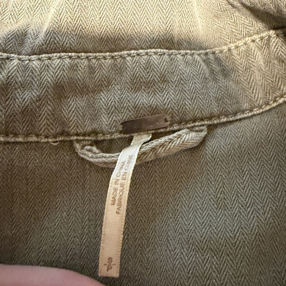 Free People Embellished Military Shirt Jacket Olive Green Beaded Utility - Picture 3 of 10